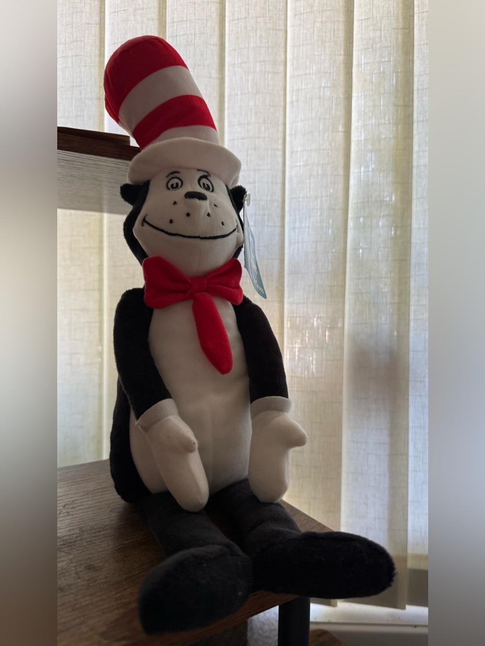 Dr. Seuss Black & White Cat with Red Hat and Bow Plush